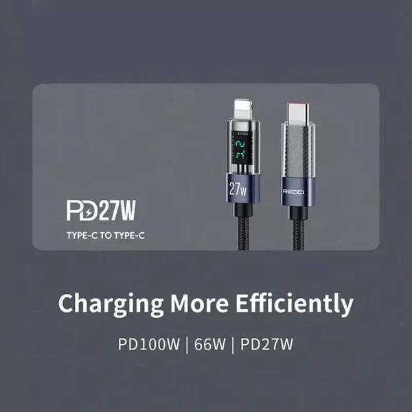 Recci Crystal Fast charging Type-C to Lightning Cable 27W 1.2m