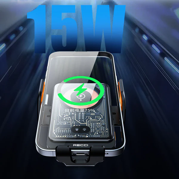 Recci Mars Series Car Phone Holder with MagSafe Charging Feature & Blue Light Indicator 15W