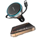 Recci 81W Car Charger with Built-in Type-C Cable - Image 2