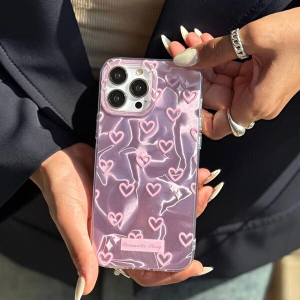 Water Ripple Holographic Hearts Iphone Case