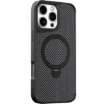 Carbon Fiber Texture Magnetic Holder Phone Case Wireless Charging Shoclproof Cover - Image 2