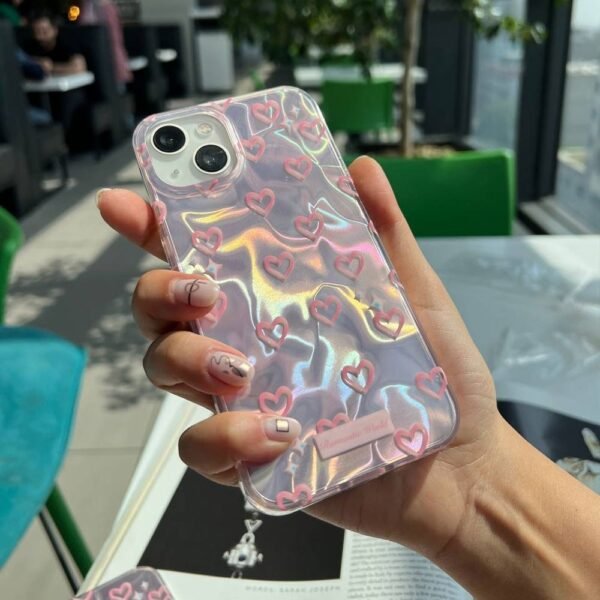 Water Ripple Holographic Hearts Iphone Case