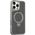 Carbon Fiber Texture Magnetic Holder Phone Case Wireless Charging Shoclproof Cover - Image 3