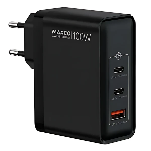 Maxco GaN Fast Charger PD 100W 3-Ports EU Plug Design Standard