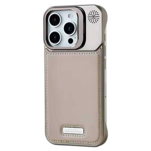 Premium Leather Hollowed-Out Design Case with Aluminum Back Without Frame With Camera Stand