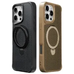 Carbon Fiber Texture Magnetic Holder Phone Case Wireless Charging Shoclproof Cover
