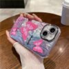 Glossy Pinky Butterfly Case with Built in Camera Lenses Protector